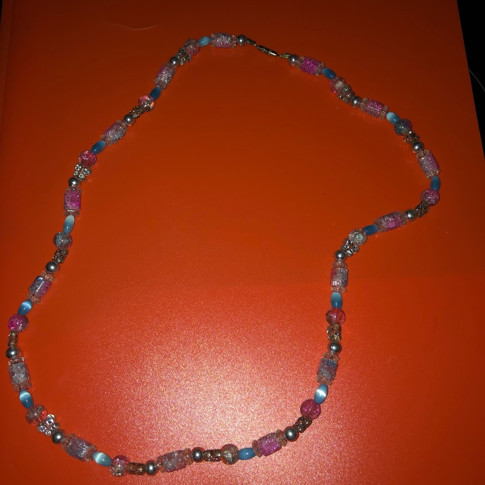 Crackle Glass Necklace Made By Me - 461 $25 FIRM
